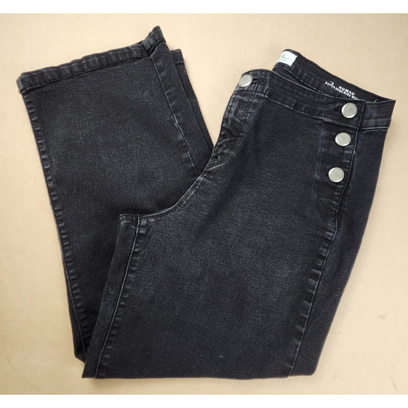 Nicole Miller Nomad Super High Rise Wide Leg Pants Size 8 Black Cropped - Picture 1 of 9